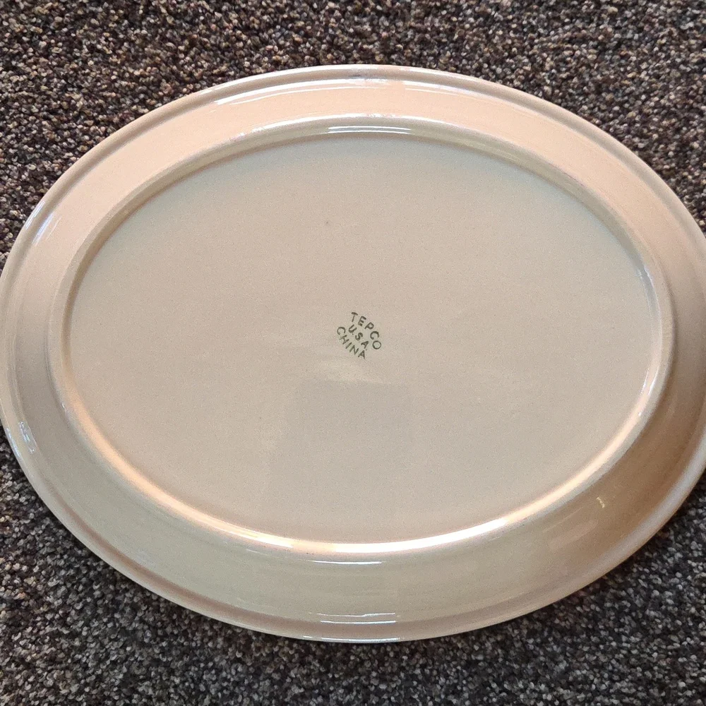 Tepco China USA Restaurant Ware Brown Oval Patter Dark Brown Edge Heavy MCM